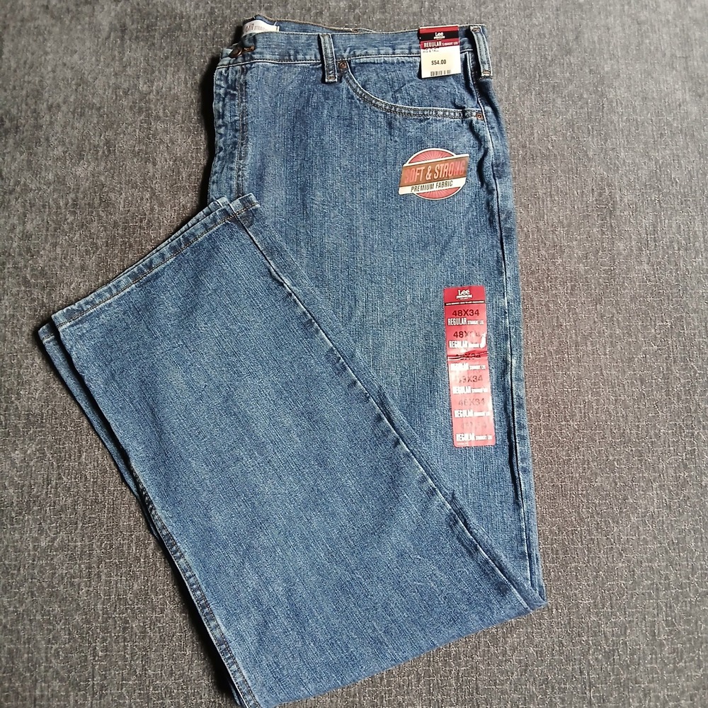 Lee Premium Select Regular Straight Leg Jeans Mens 48x34 Big & Tall Blue Denim